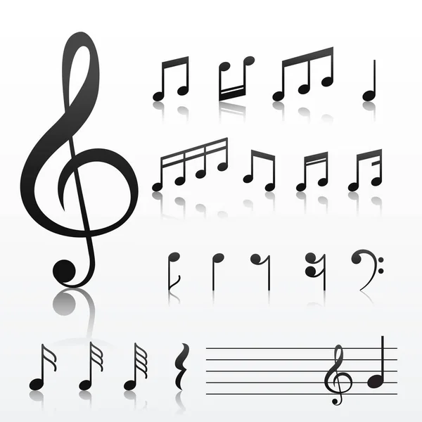 Raccolta di simboli delle note musicali — Vettoriale Stock