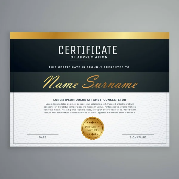 Prémiový design certifikát. Diploma award vektor šablona — Stockový vektor