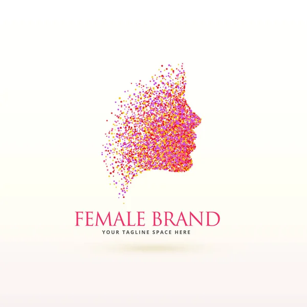 Diseño del logotipo de la cara de mujer hecha con partículas de puntos — Archivo Imágenes Vectoriales