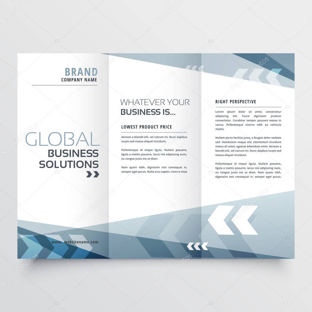 abstract tri fold brochure design in geometric shape style