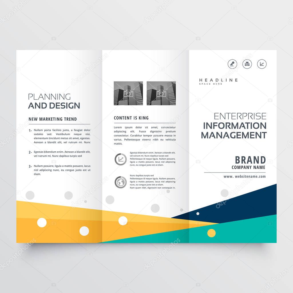 elegant tri fold brochure design in creative geometric shape sty