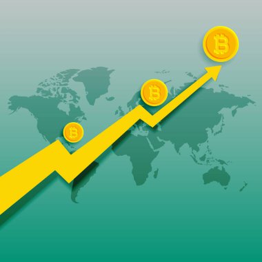 bitcoins artış eğilimi grafik vektör arka plan yükselen