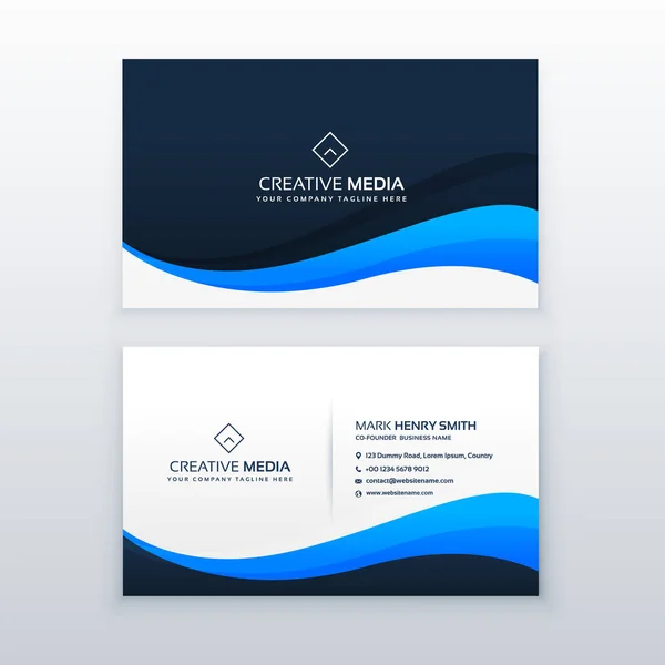 Diseño de vectores de tarjetas de visita de onda azul elegante — Vector de stock