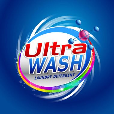 Mavi Çamaşırhane deterjan ambalaj konsept tasarım şablonu