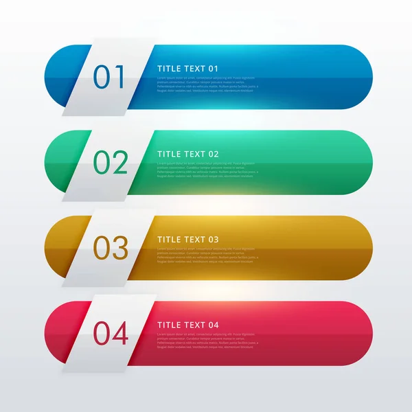 Design de modelo infohraphic colorido de quatro passos — Vetor de Stock