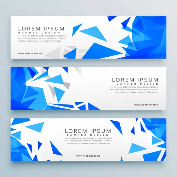 Abstract blue triangles vector web banner or header template — Stock Vector