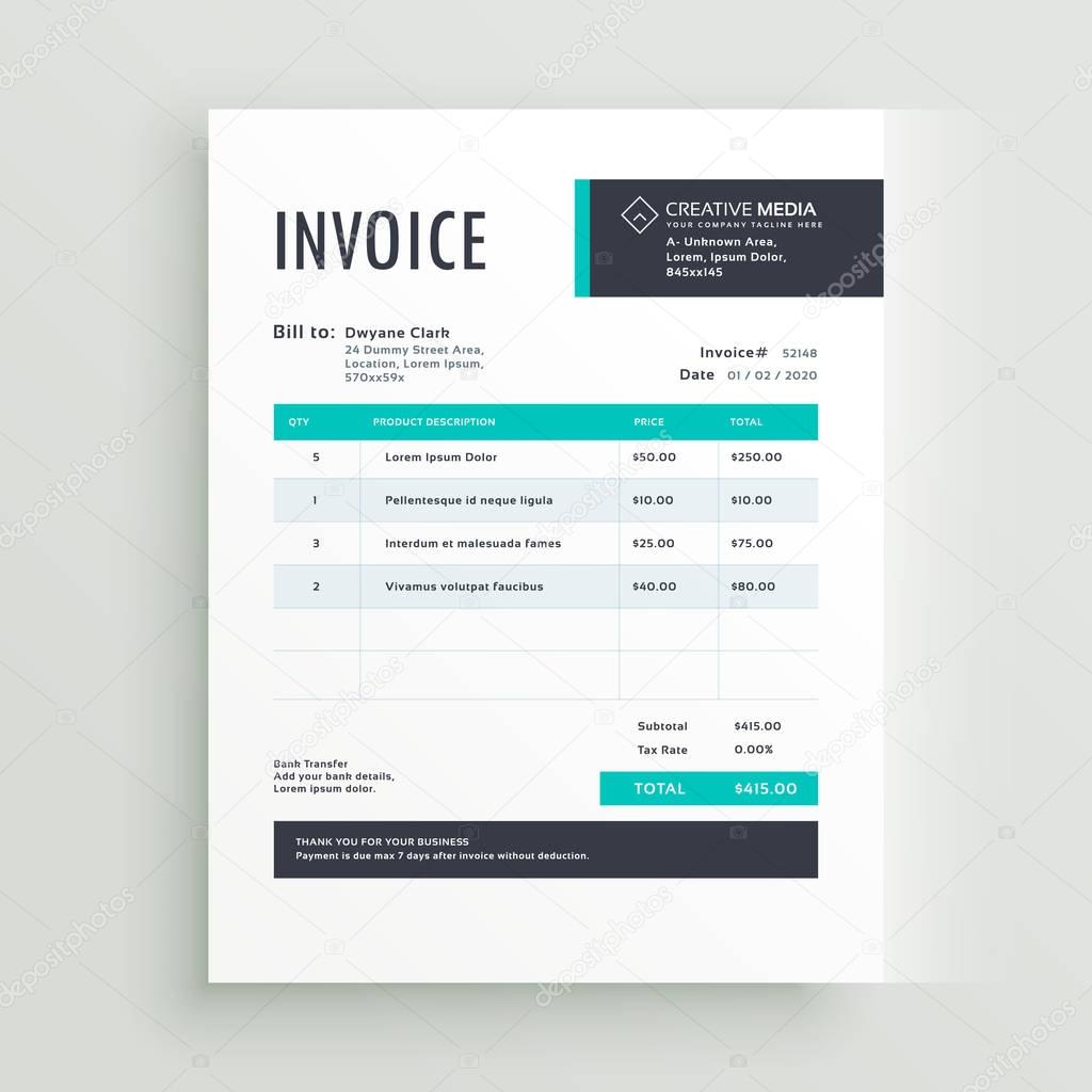 invoice vector template design in blue theme