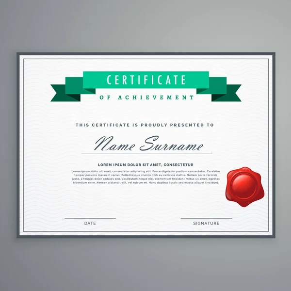 Certificado limpio plantilla de diseño diploma de premio fondo — Vector de stock