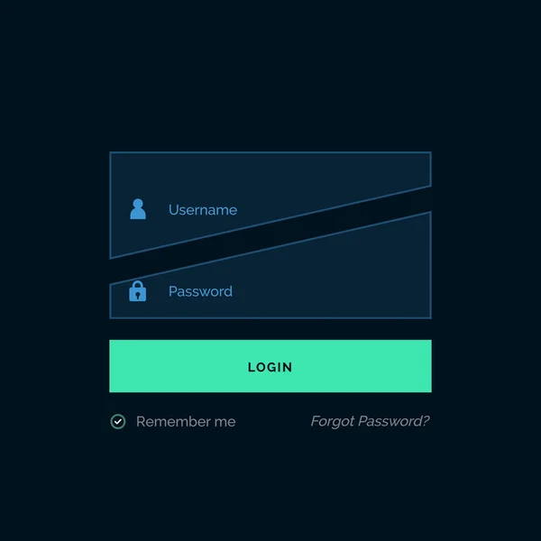 Dunkle Login-Vorlage ui Design-Vektor — Stockvektor