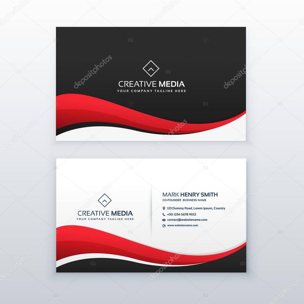 clean business card design with red wave