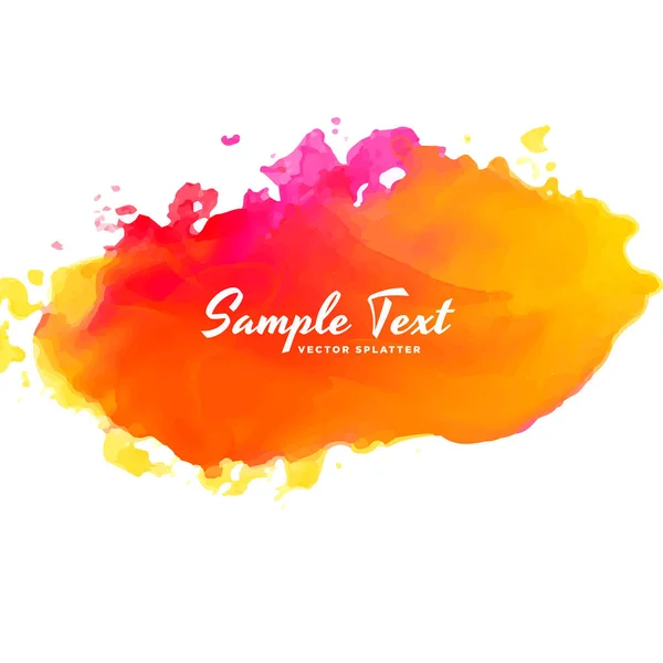 Helder roze oranje aquarel splash vector achtergrond — Stockvector