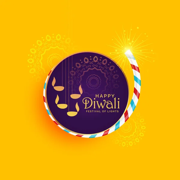 Creative illustration of diwali festival of light with burning c — Stock Vector