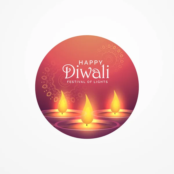 Awesome diwali gratulationskort design med brinnande diya för håll — Stock vektor
