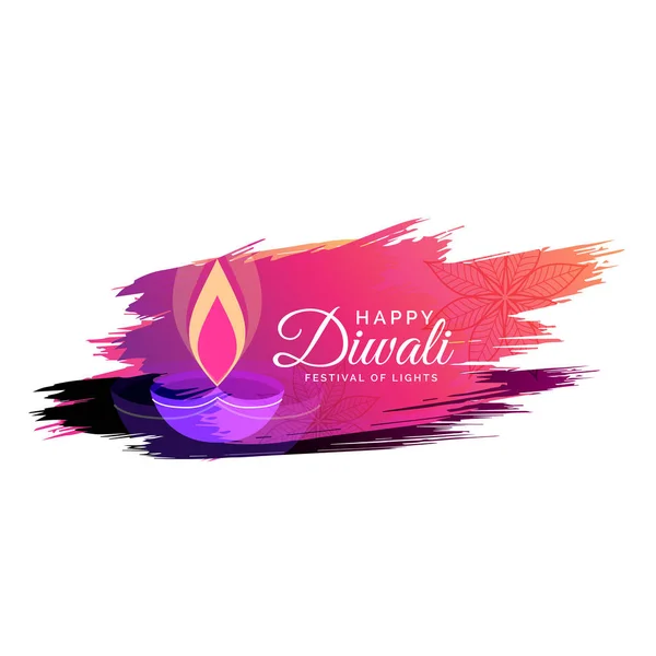 Creative watercolor diwali festival greeting card design with di — Stock Vector