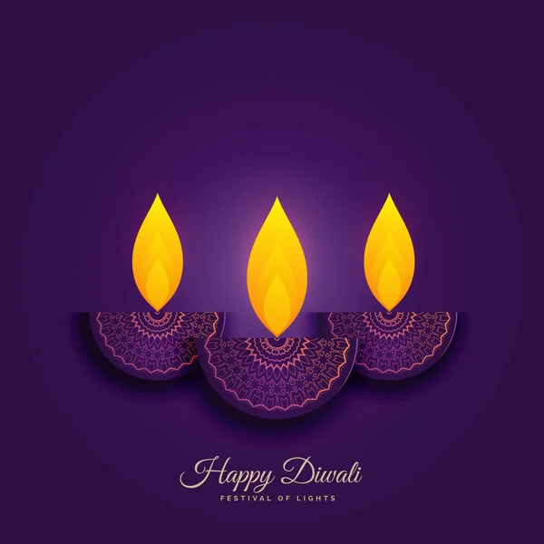 Feliz diwali fondo de vacaciones con la quema de diya — Archivo Imágenes Vectoriales