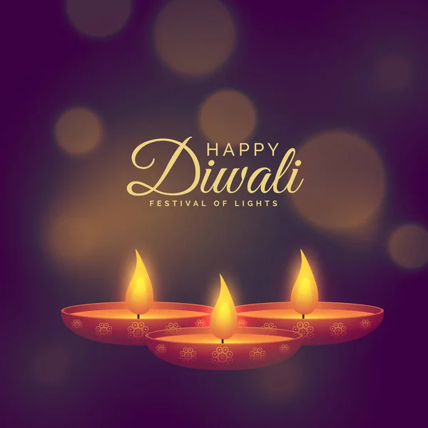 Vacker illustration av brinnande diya för diwali festival celeb — Stock vektor
