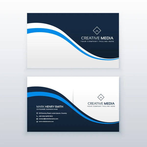 Diseño profesional de tarjetas de visita con onda azul — Vector de stock