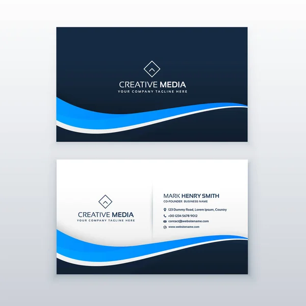 blue business card design with wavy shape