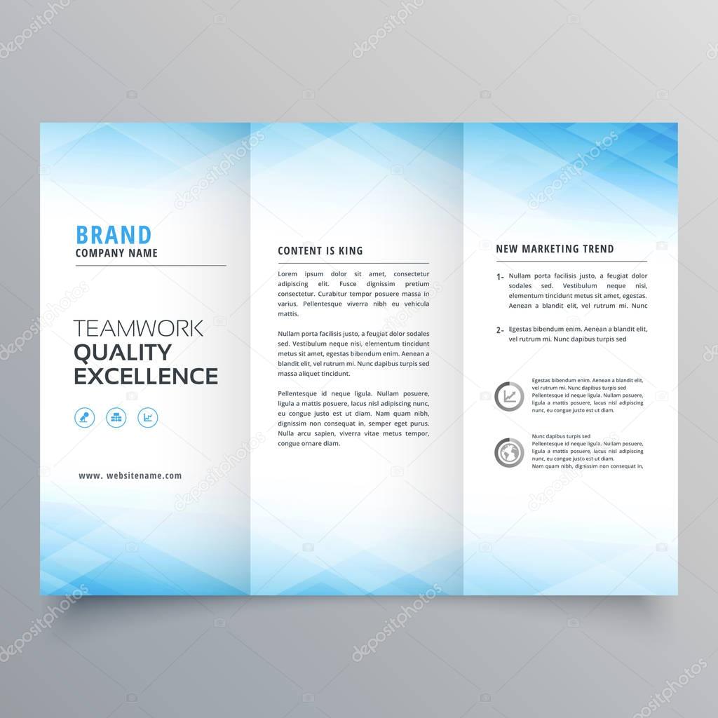elegant blue trifold brochure flyer design template