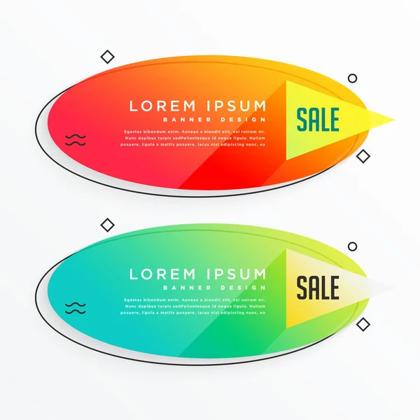 Oval shape sale banner with bright colors — Stock Vector