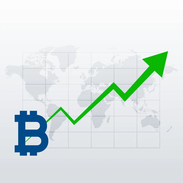 Bitcoins emelkedő tendencia növekedési chart vektor — Stock Vector