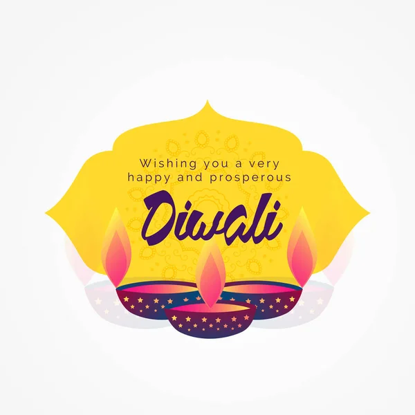 Diwali souhaite un design de carte de vœux avec diya — Image vectorielle