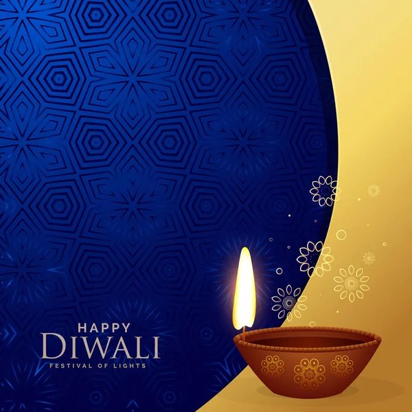 premium diwali greeting background with decorative diya