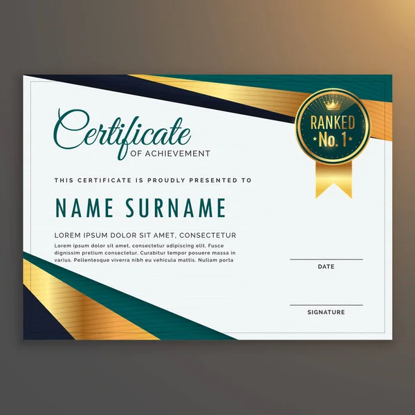 Premium modern certificate template vector design — Stock Vector