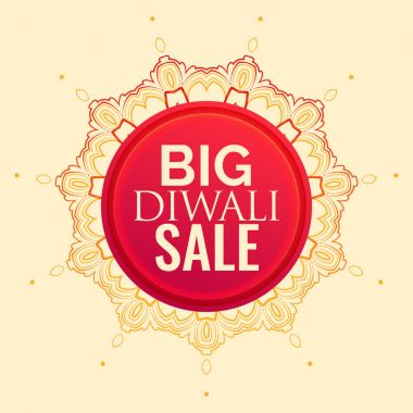 Diwali satış afiş tasarımı mandala dekorasyonu ile