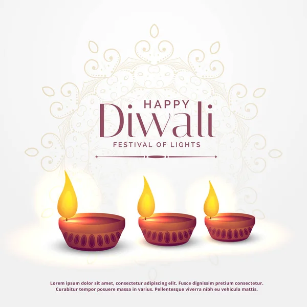 happy diwali background with three diya lamps
