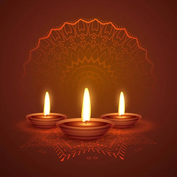 Diwali festival diya hermoso fondo con decora ornamental — Vector de stock