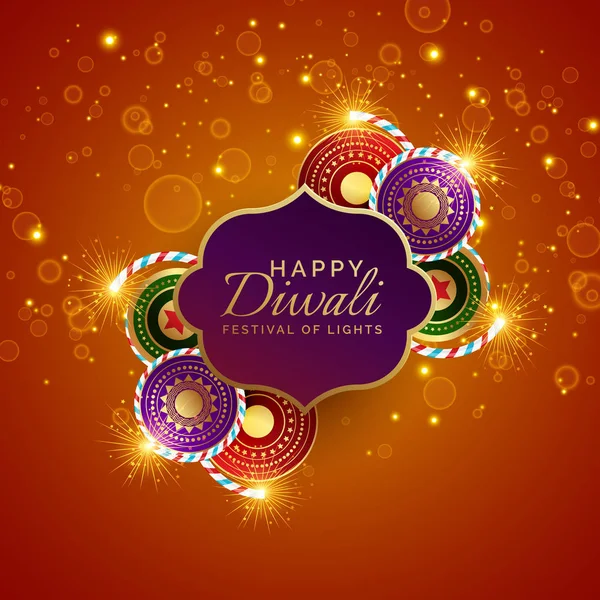 Sparkling diwali festival sale background with crackers — Stock Vector