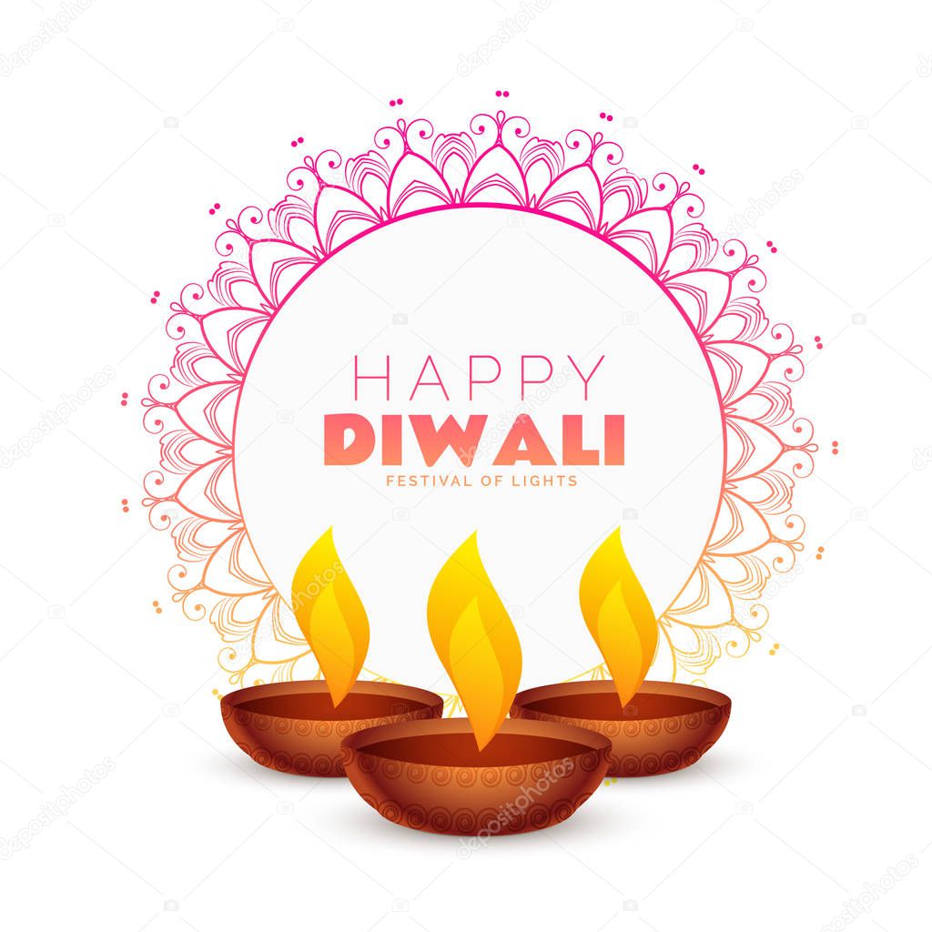 elegant happy diwali festival background with mandala decoration