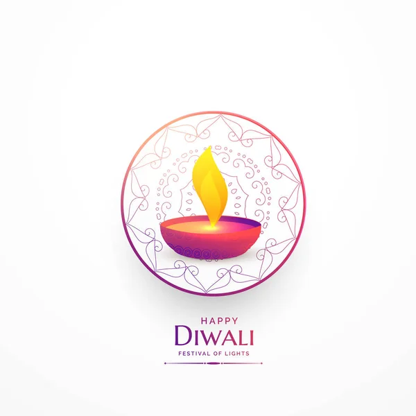 Felice diwali semplice saluto con vibrante diya — Vettoriale Stock