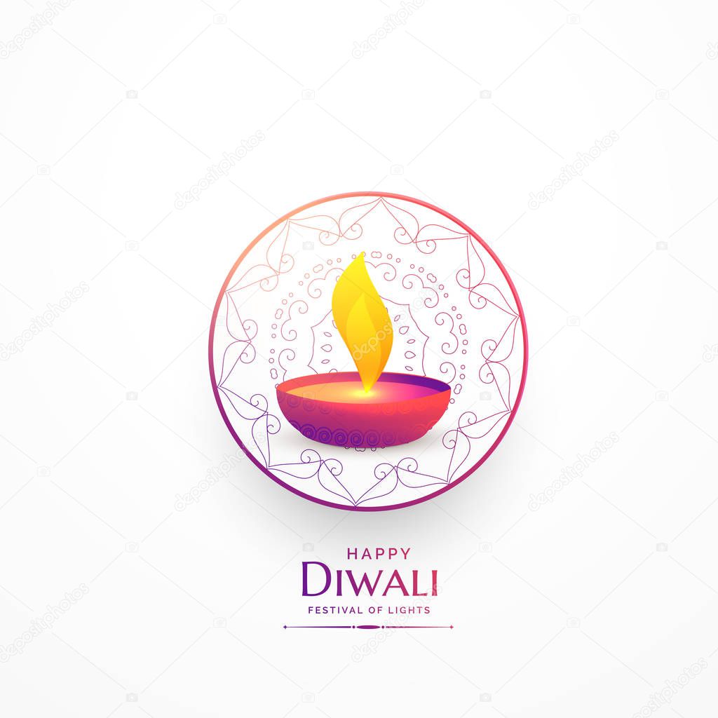 happy diwali simple greeting with vibrant diya