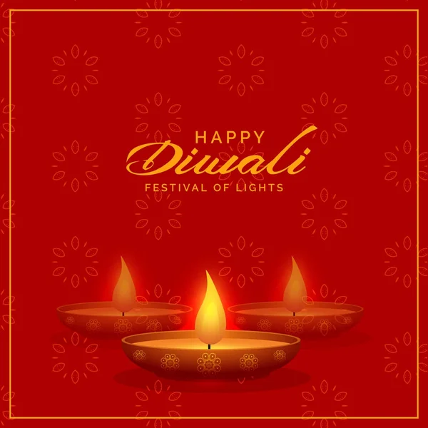 Κόκκινο φόντο, diwali diya σχεδιασμό — Διανυσματικό Αρχείο