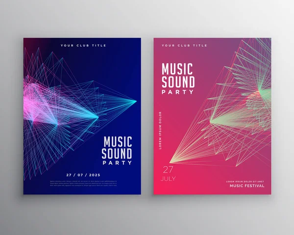 Diseño de plantilla de folleto de música abstracta con malla de líneas abstractas — Archivo Imágenes Vectoriales