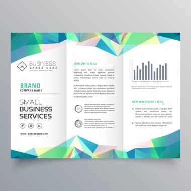 business trifold brochure design with abstract shapes clipart