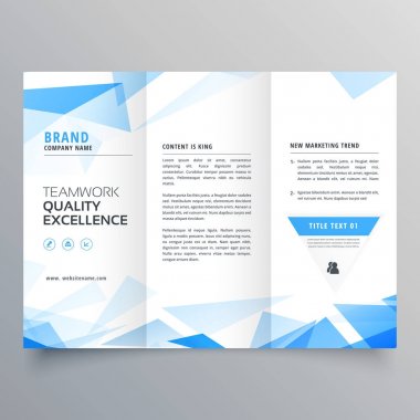 soyut mavi şekil panelli iş broşür tasarımı