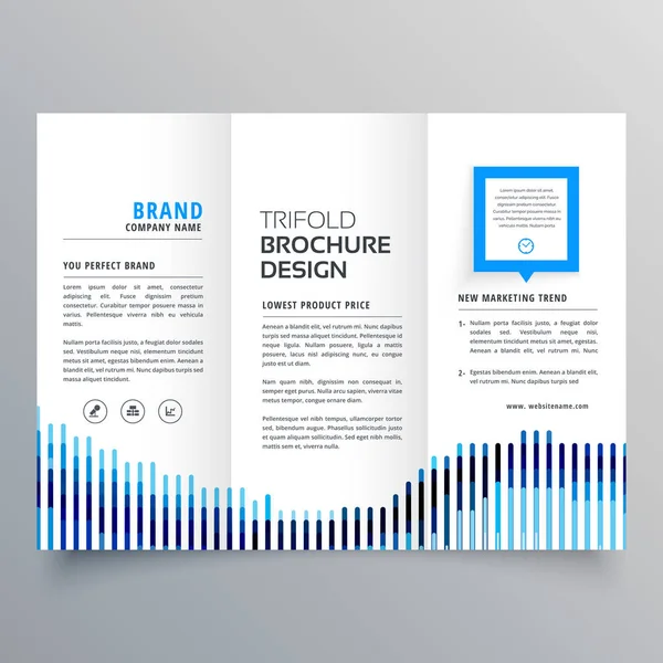 Modello creativo blu trifold business brochure design — Vettoriale Stock