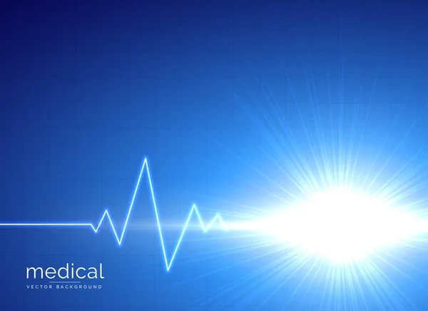 Fondo médico azul con electrocardiograma — Vector de stock