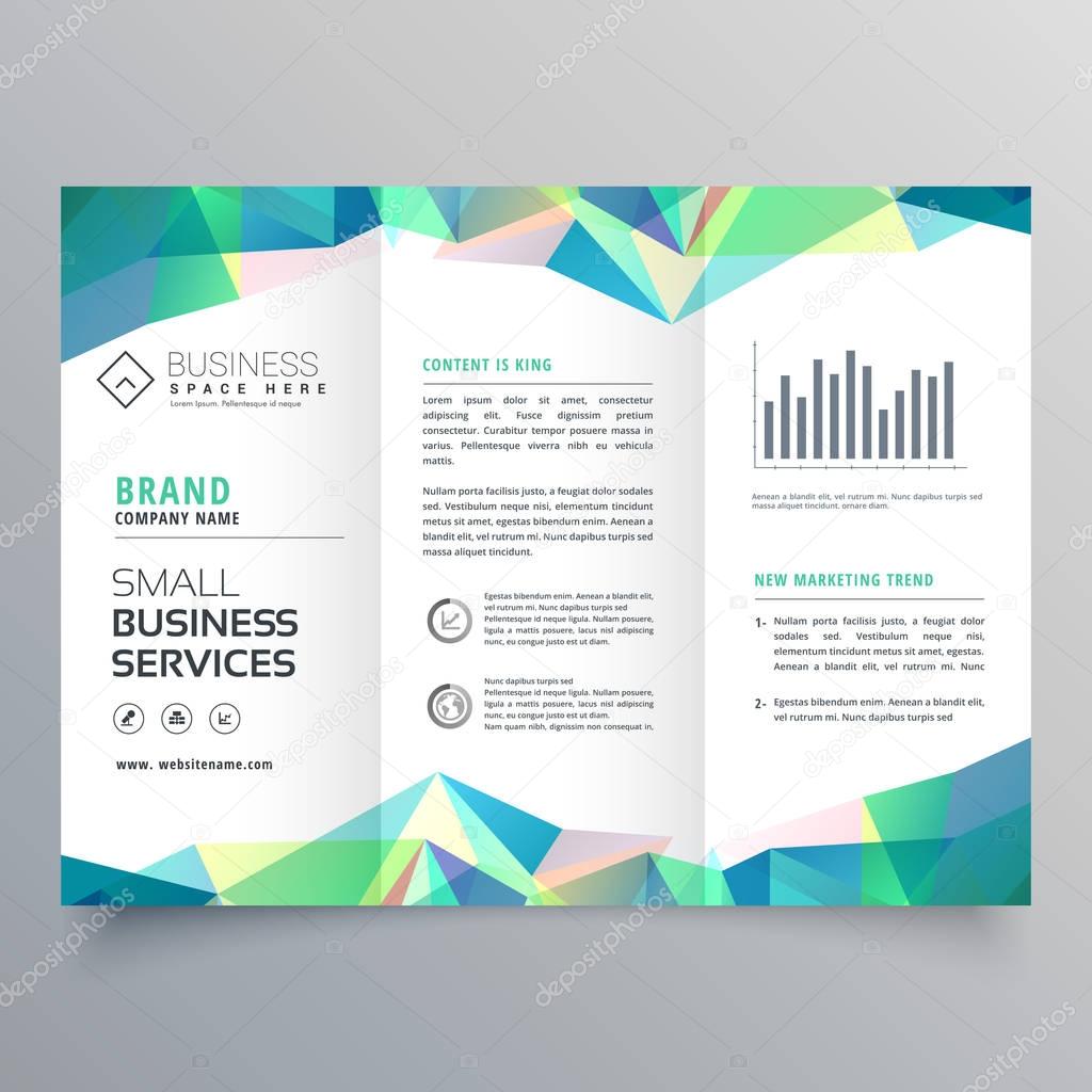 business trifold brochure design with abstract shapes