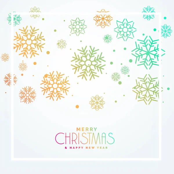 Diseño de copos de nieve de saludo de Navidad colorido hermoso diseño — Vector de stock