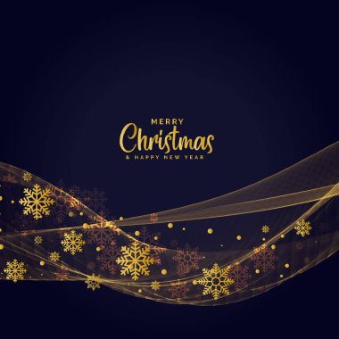 Altın kar tanesi koyu dalgalı arka plan için Noel Festivali