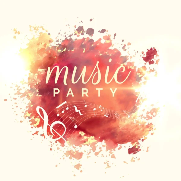 Abstract music party watercolor event template design — Stock Vector