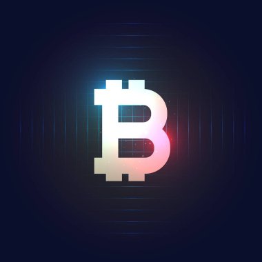 koyu mavi renkli bitcoin sembolü