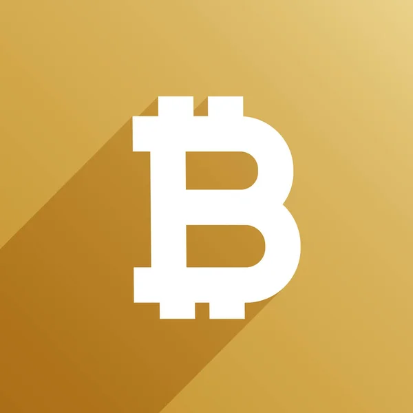 Bitcoin-Symbol mit langem Schattenvektor — Stockvektor