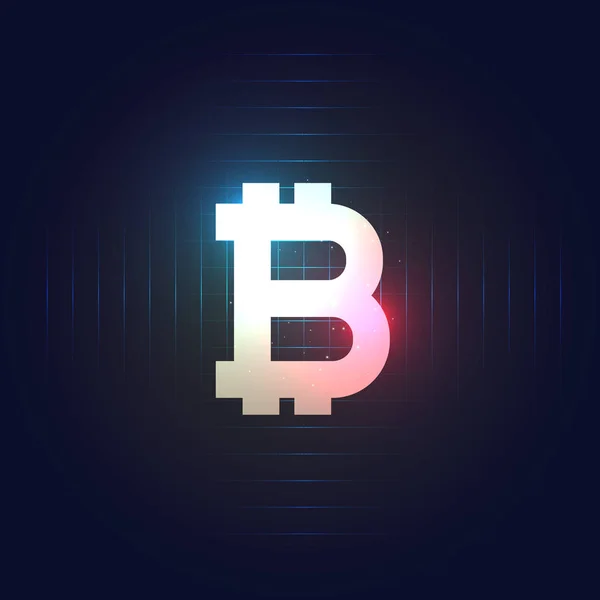 Bitcoin-Symbol auf dunkelblauem Hintergrund — Stockvektor