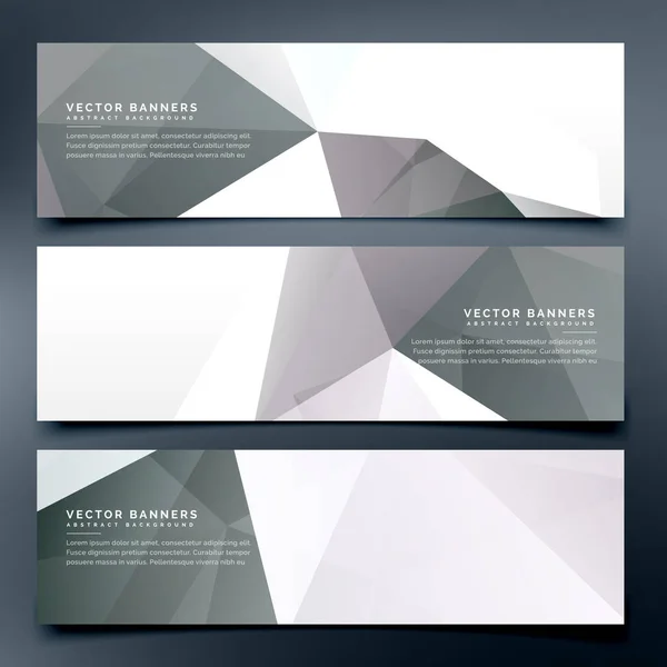 Abstract low poly header banners set background — Stock Vector