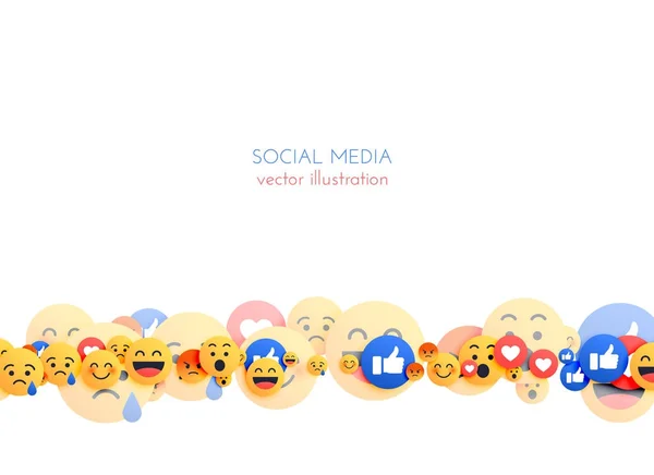Fondo emoji abstracto con reacciones sonrientes mixtas — Vector de stock